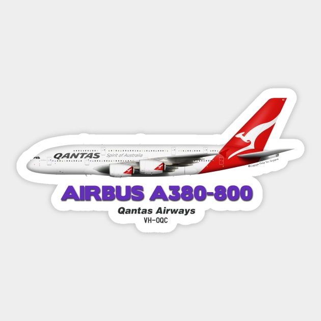 Airbus A380-800 - Qantas Airways Sticker by TheArtofFlying